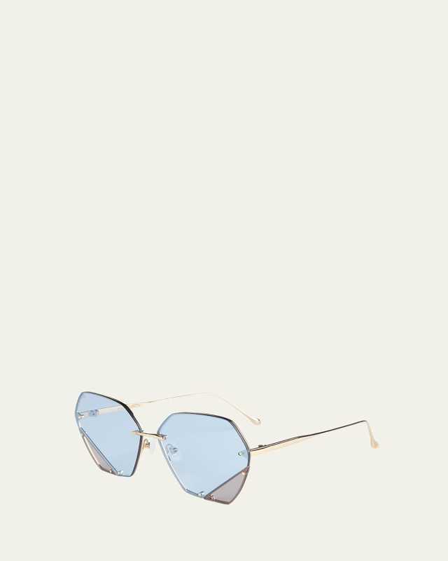 Rimless Two-Tone Square Sunglasses